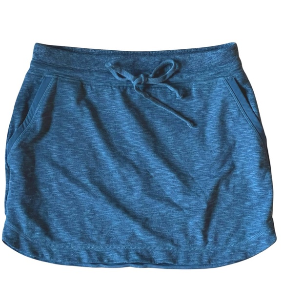 Athleta Techie Terry Space Gray Mini Skirt Size Medium Drawstring Pockets - Picture 1 of 5